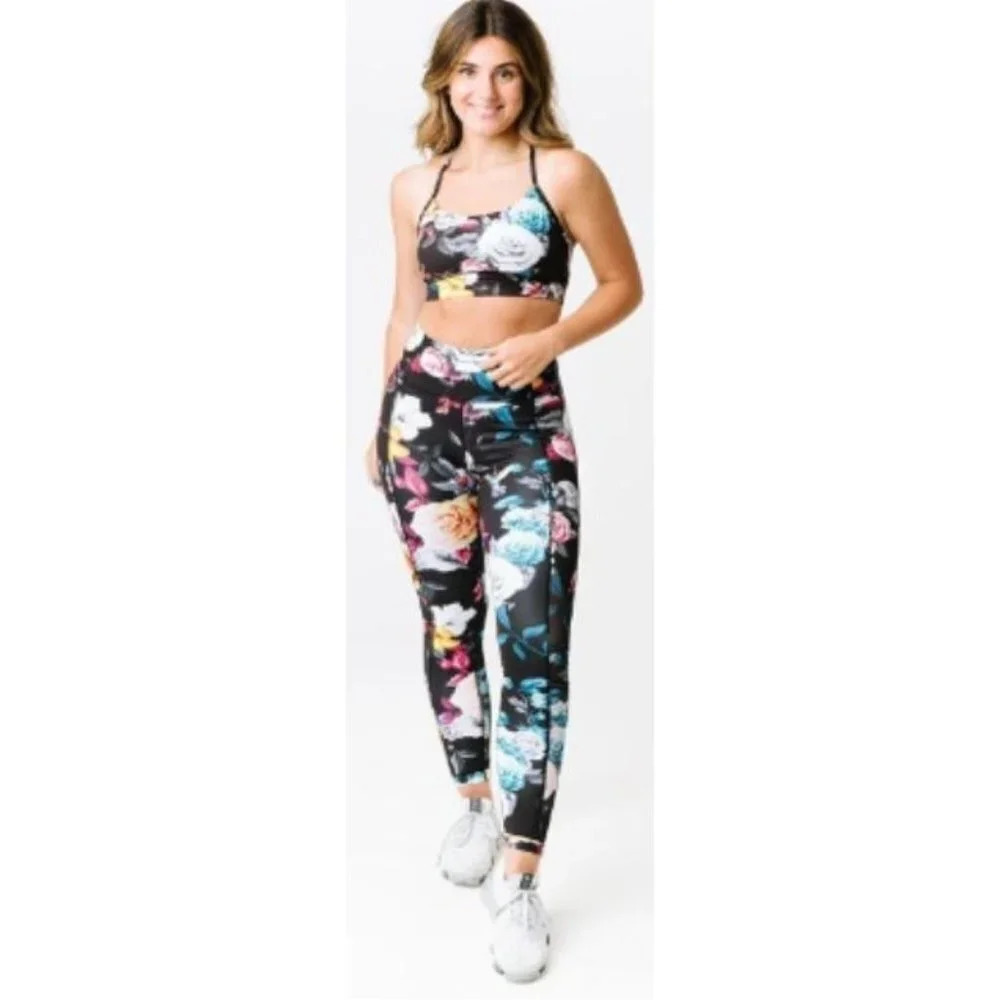 NWT Zyia Dark Floral Mesh Hi-Rise 7/8 24" Leggings- size 2